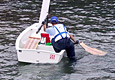 You must take off the rudder before reaching the shore because the rudder will break if it hits the bottom